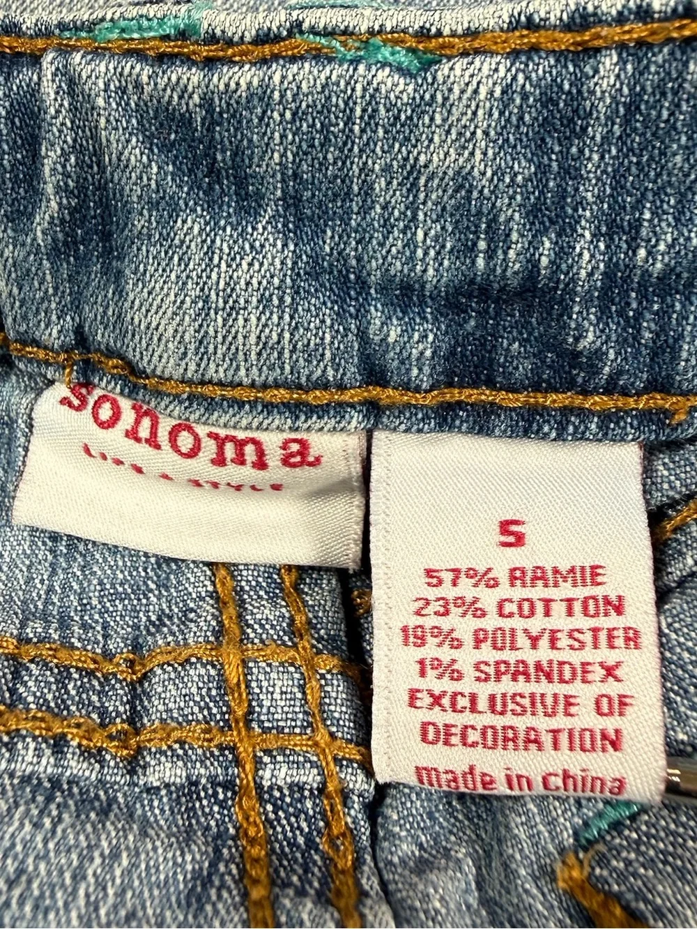 SONOMA Girls Embroidered Bootcut Jeans Size 5 Light Wash Stretch Denim Butterfly